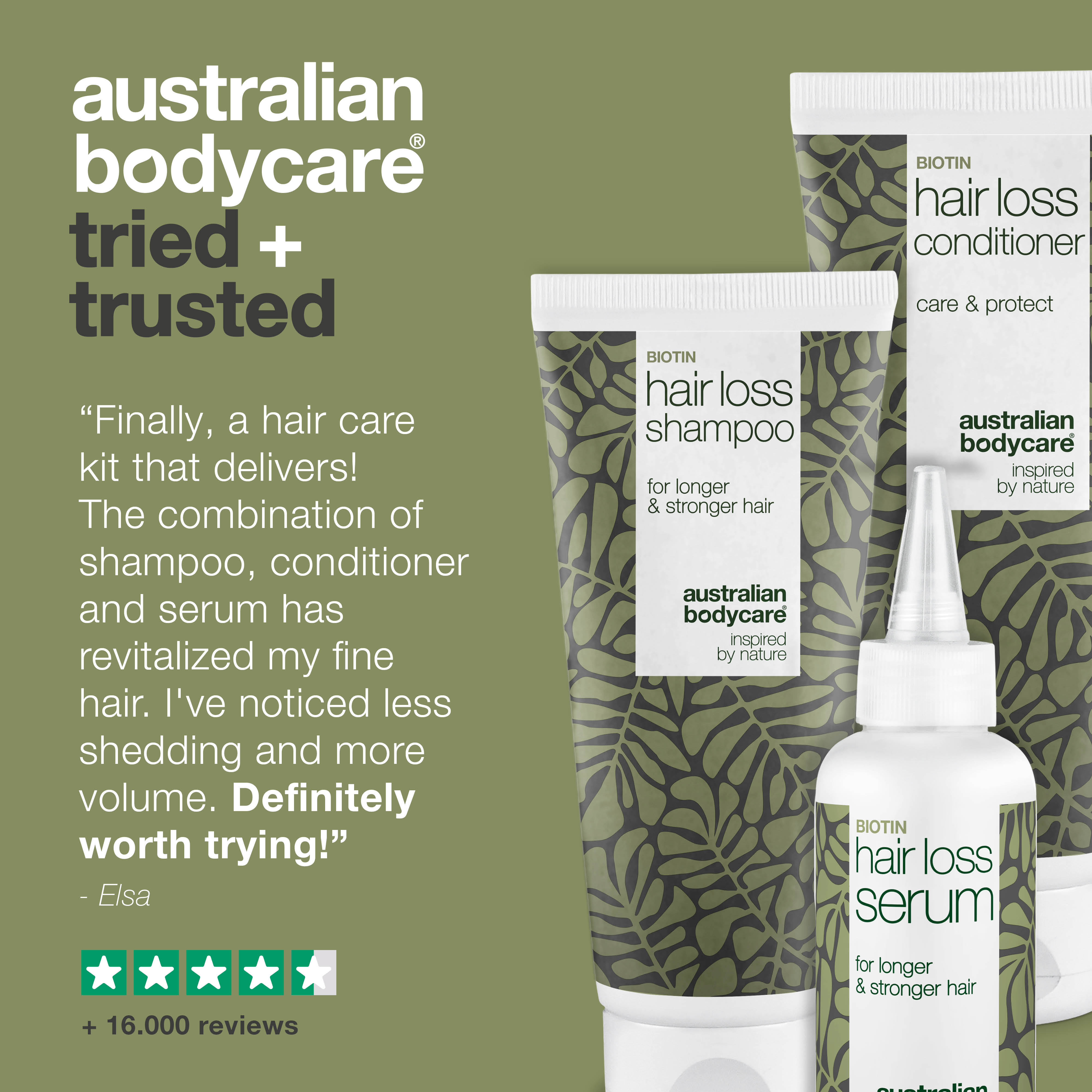 Hair loss product kit with biotin and Capilia Longa — 3 products for fine, thin hair, hair loss, receding hairline and hair thinning