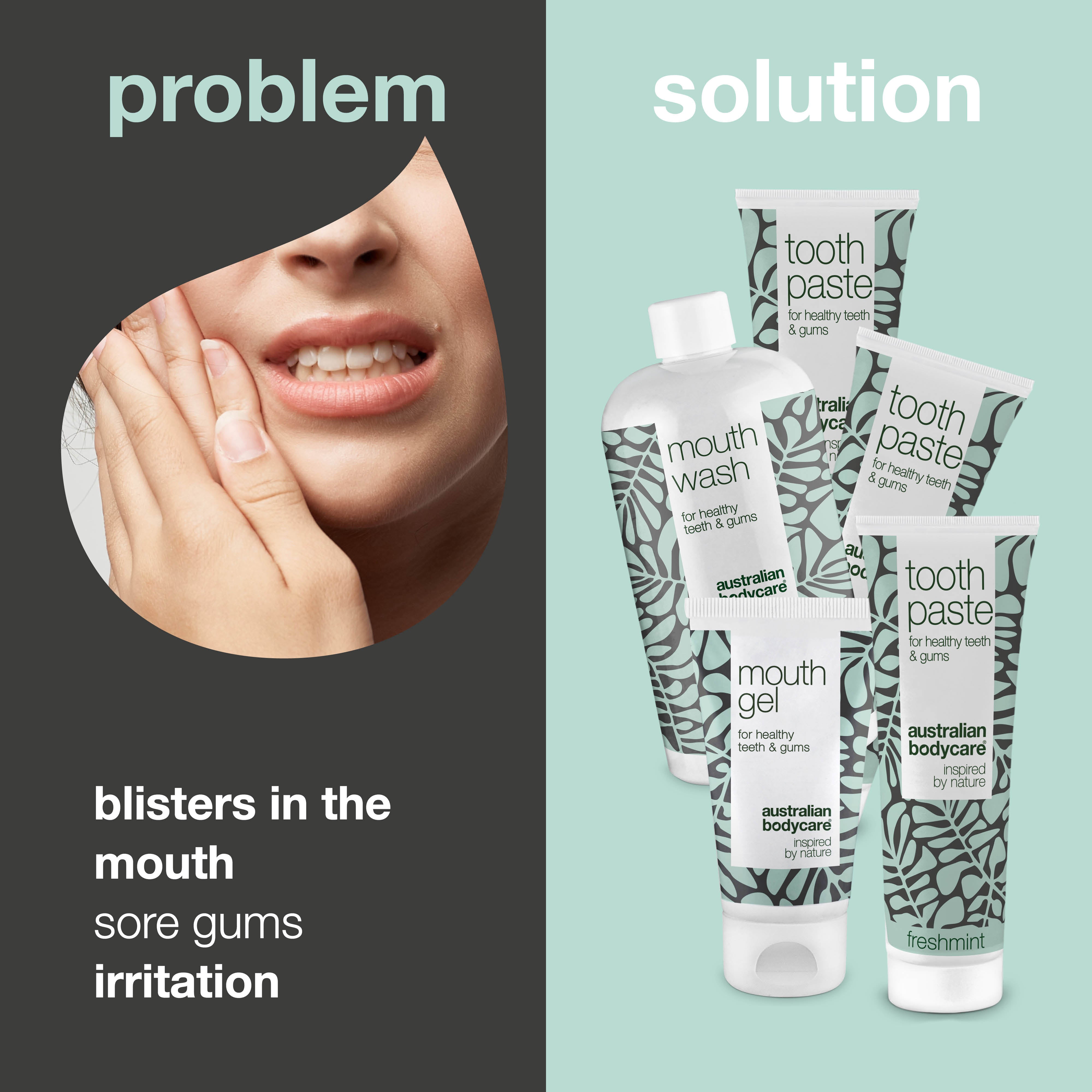 Kit for blisters on tongue or in the mouth — 5 products for the daily care of sores in the mouth or on the tongue