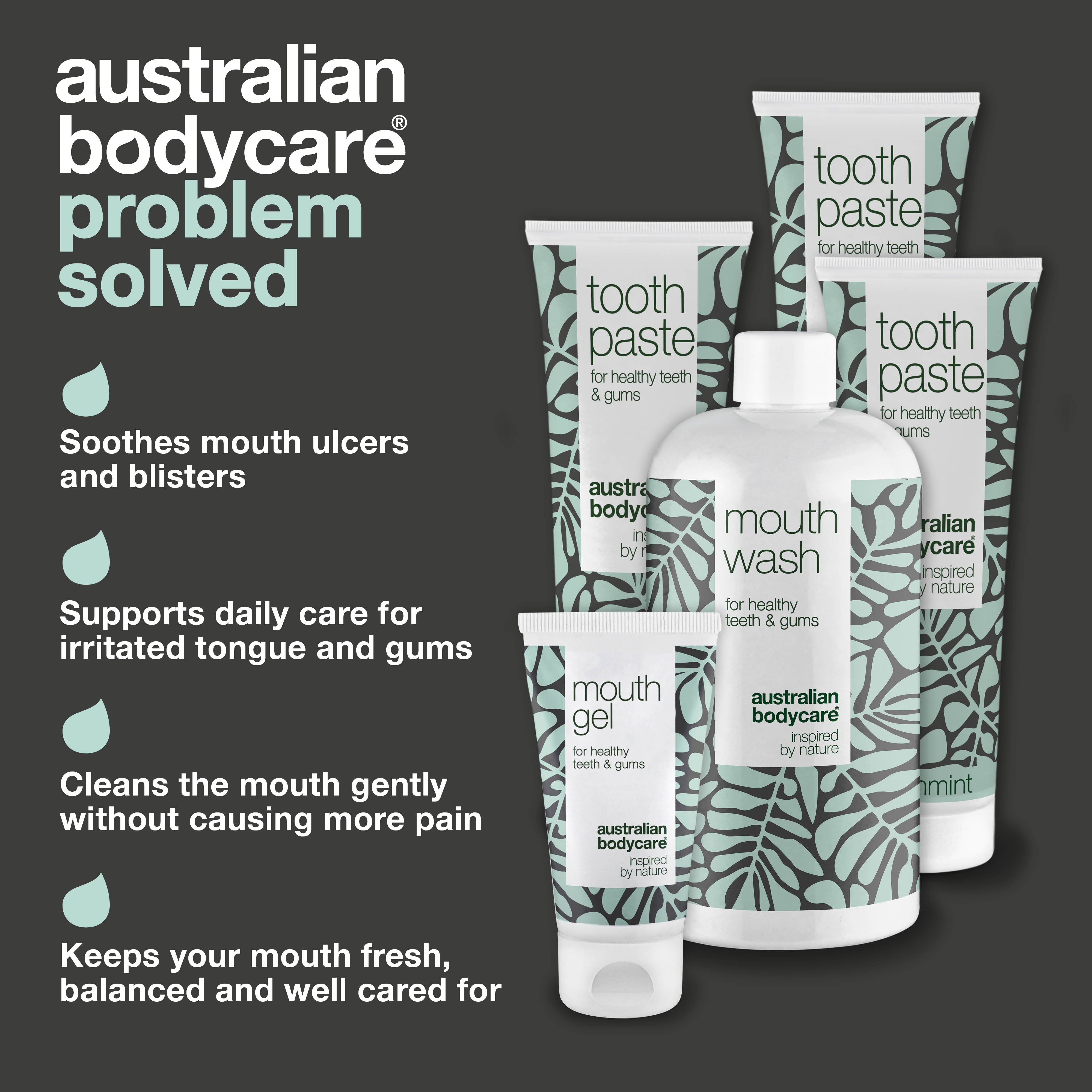 Kit for blisters on tongue or in the mouth — 5 products for the daily care of sores in the mouth or on the tongue