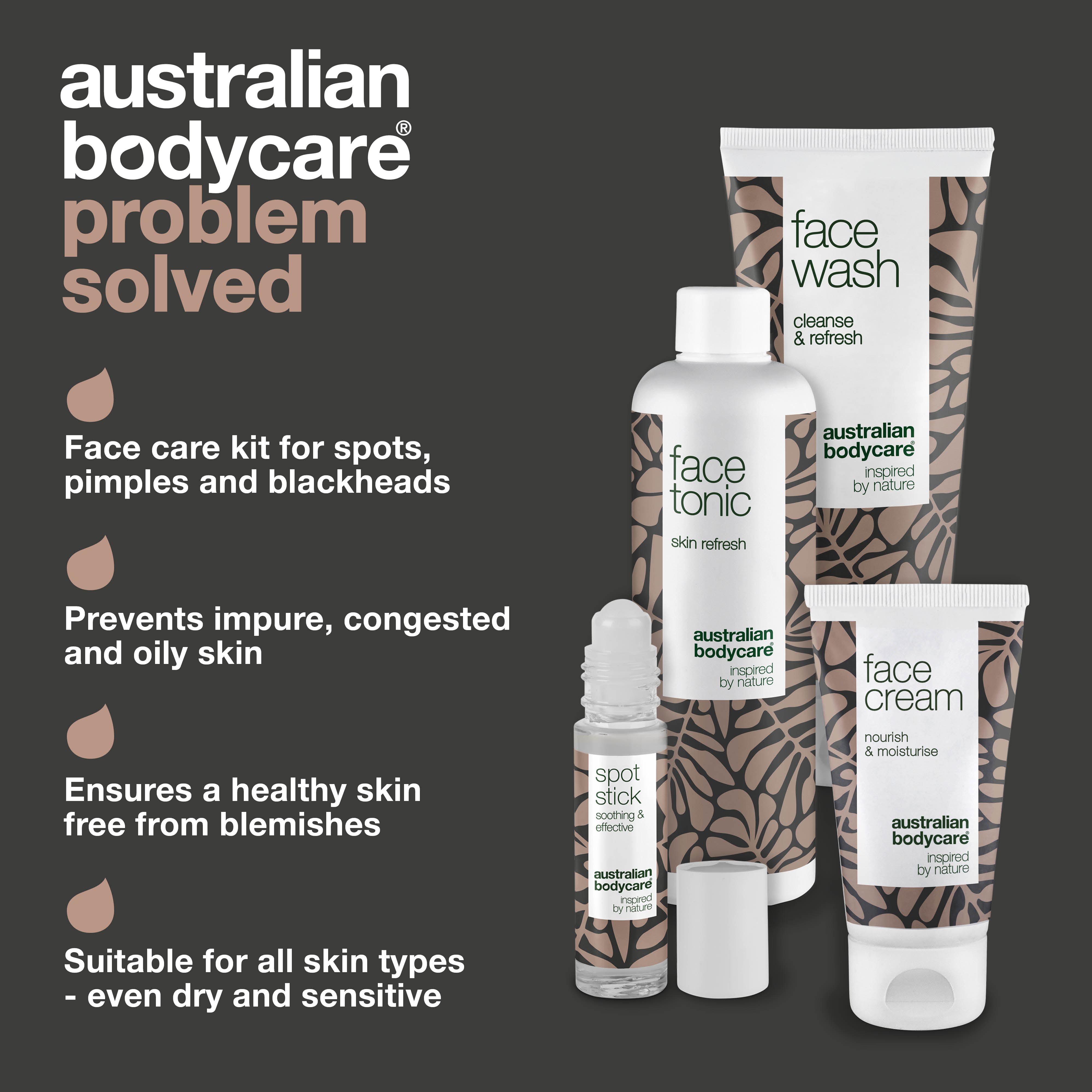Skin care set for spots on forehead — 4 facial products to reduce congested skin and spots on forehead & the daily care of forehead acne