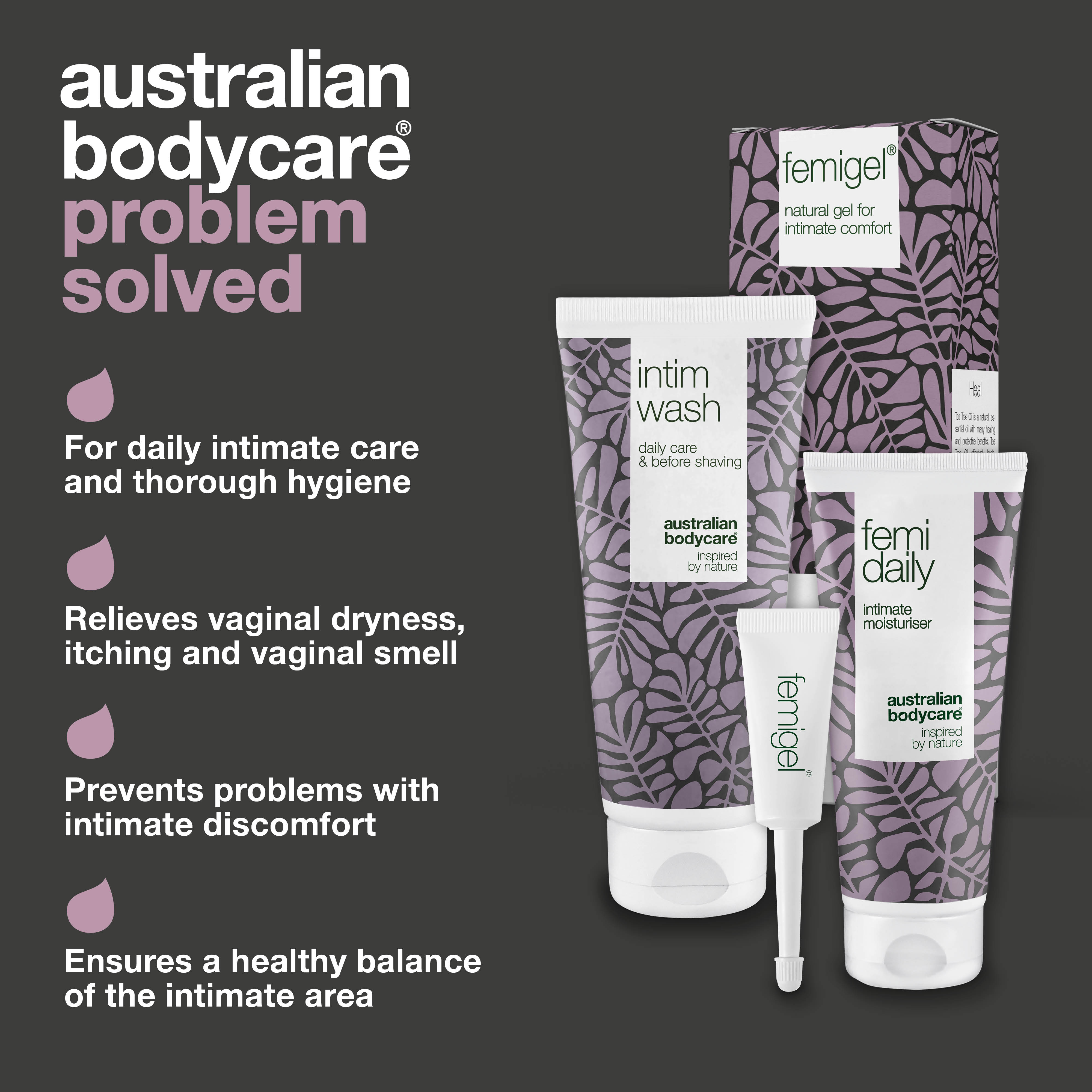 Pack of 3 products for cystitis care — Intimate products to reduce dryness, stinging and irritation