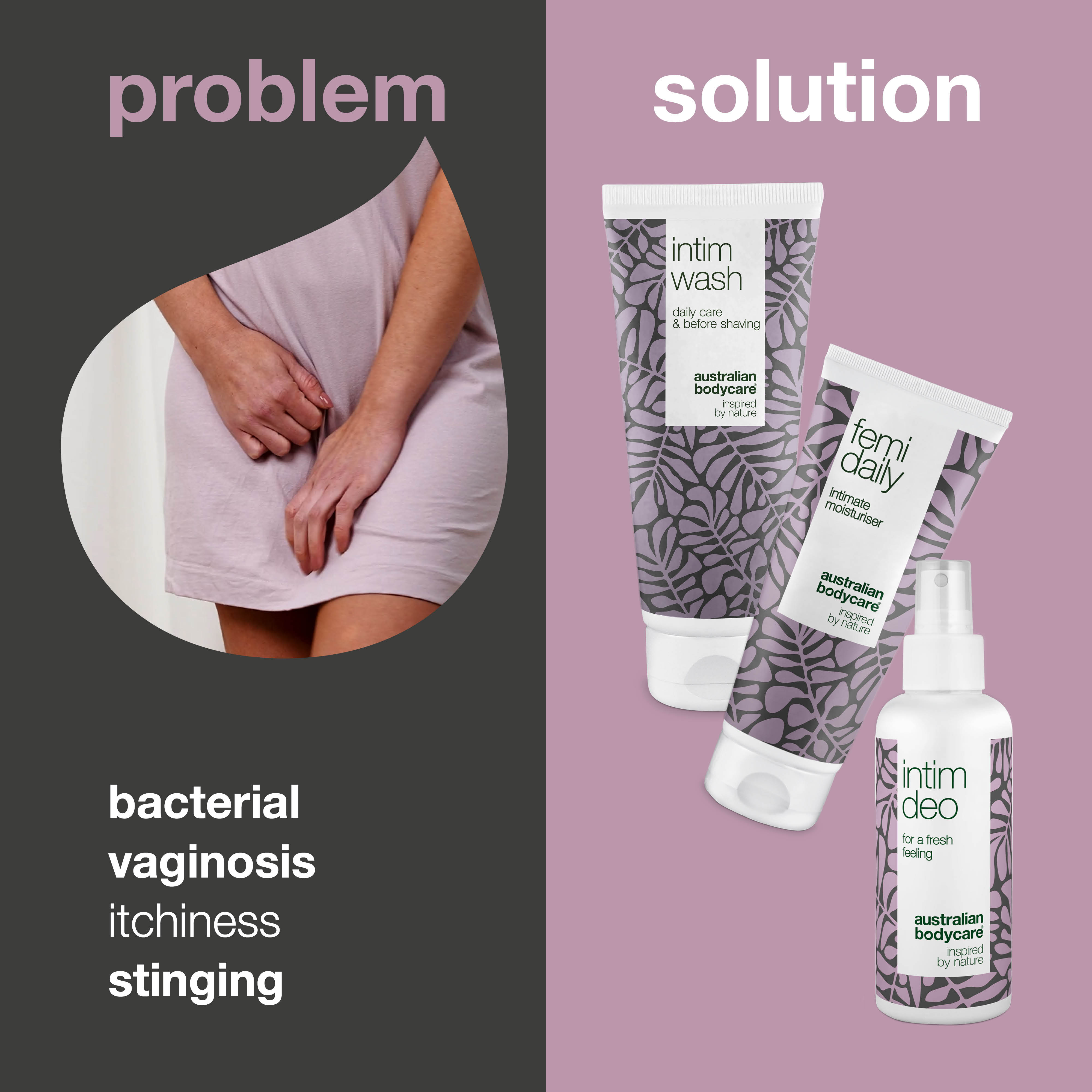 Kit for bacterial vaginosis (BV)  — Intimate products towards unwanted odour, itch and skin irritation