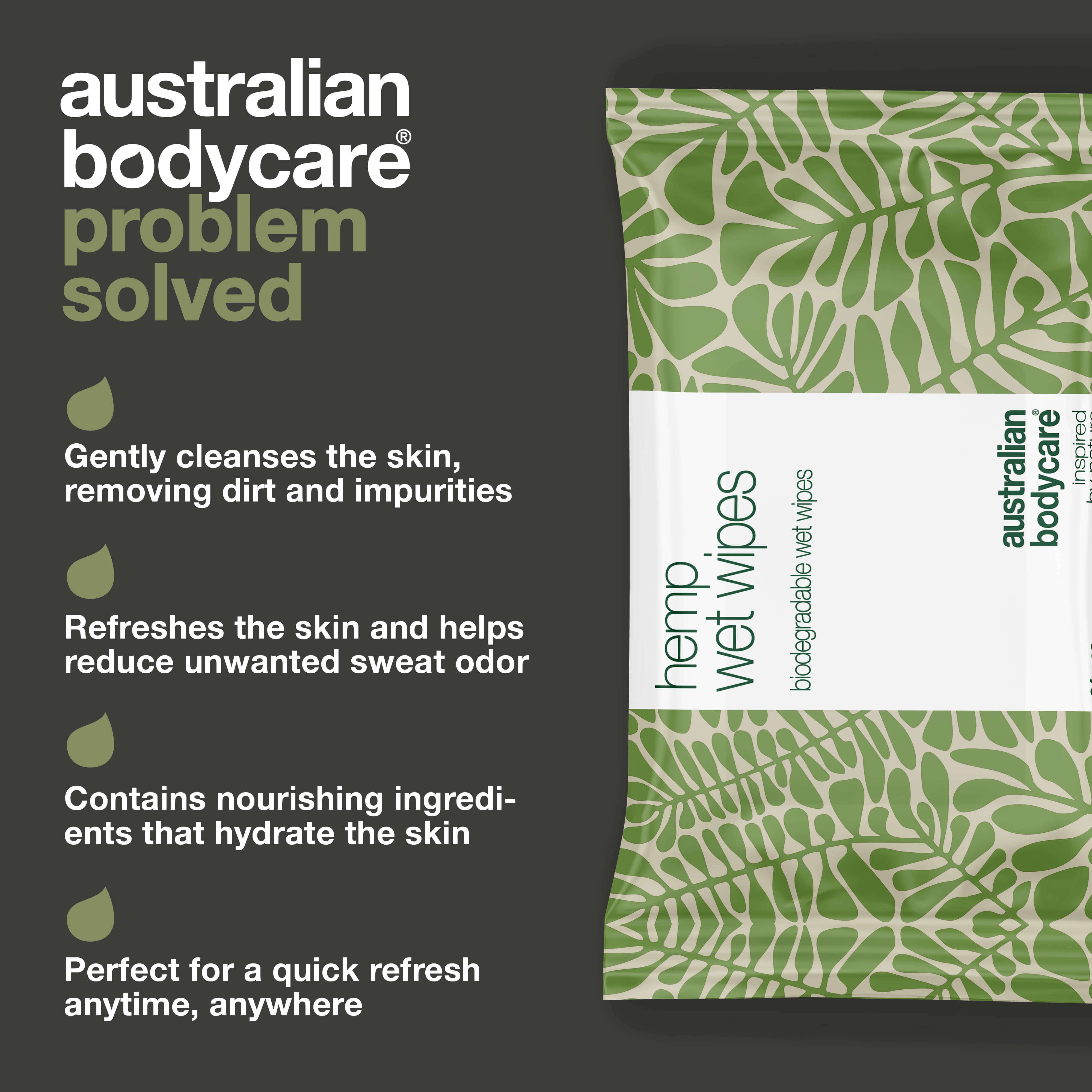Cleansing wipes for gentle refresh – with hemp and aloe vera — Effective cleansing wipes to refresh and hydrate skin. With hemp seed oil and aloe vera. Perfect for hands, face, and body.