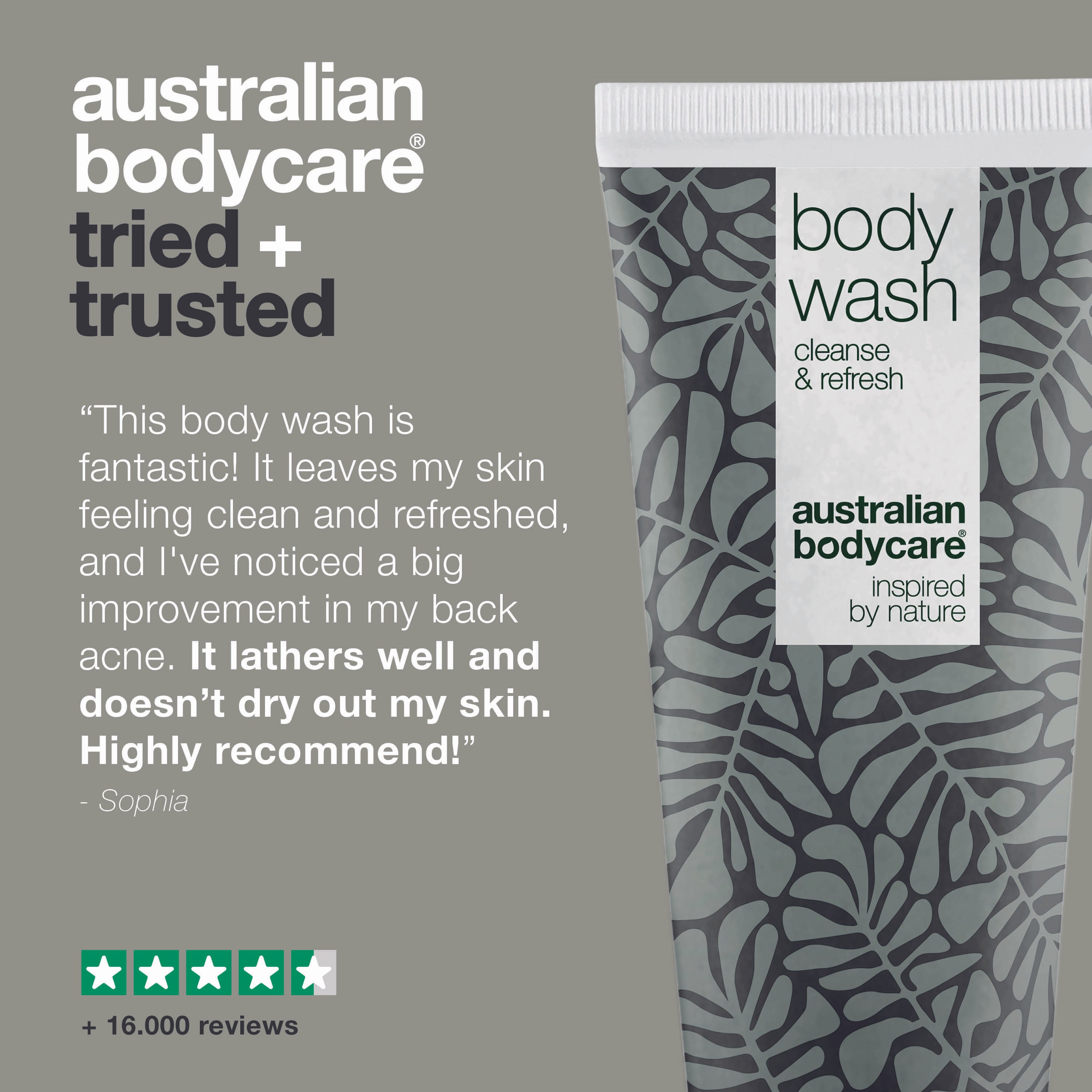 Body wash for blemishes and body odor — Body wash that reduces body odor, smelly feet, and spots, leaving skin refreshed and clean.