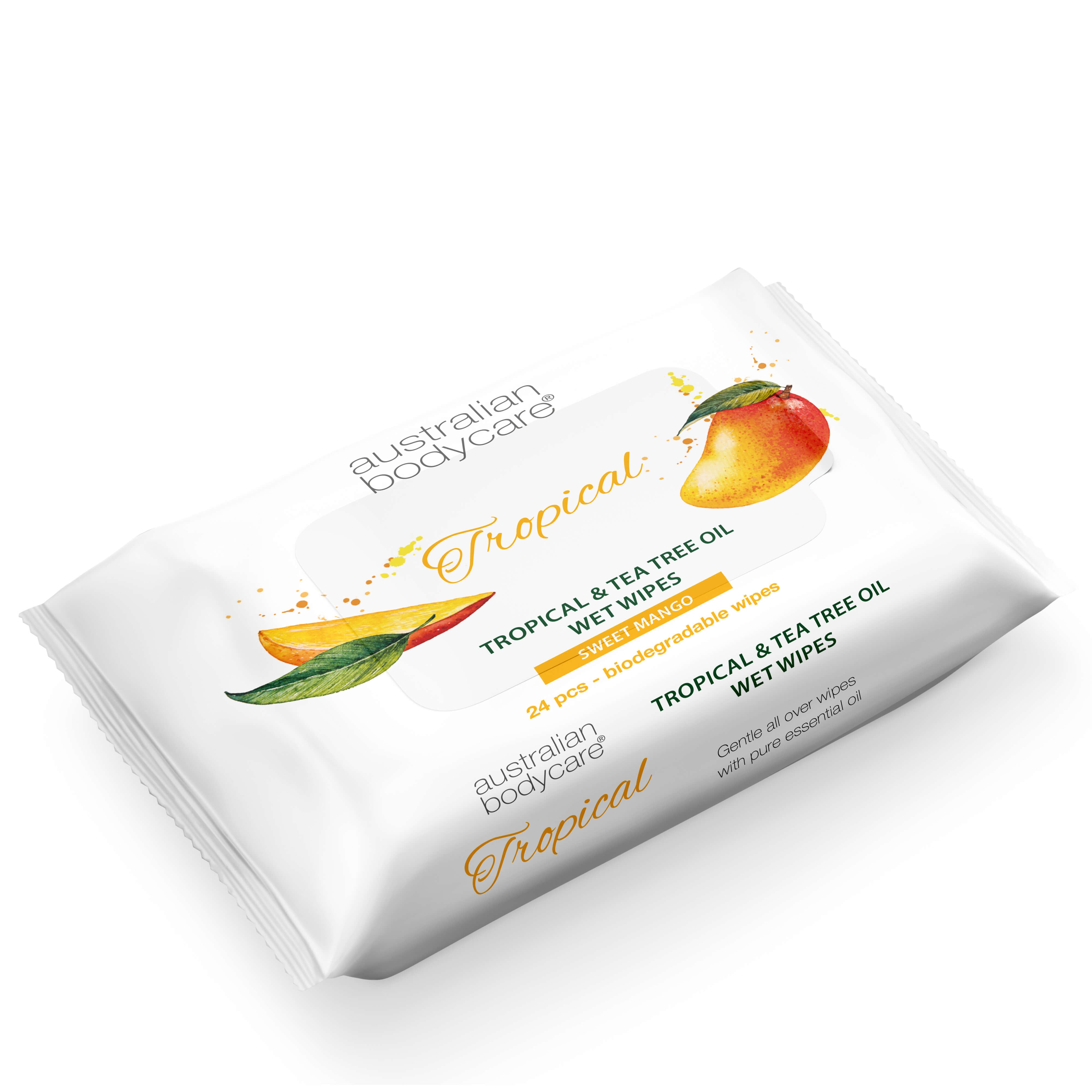 Adult wet wipes with Mango & Tea Tree Oil — For daily rinse of face and body