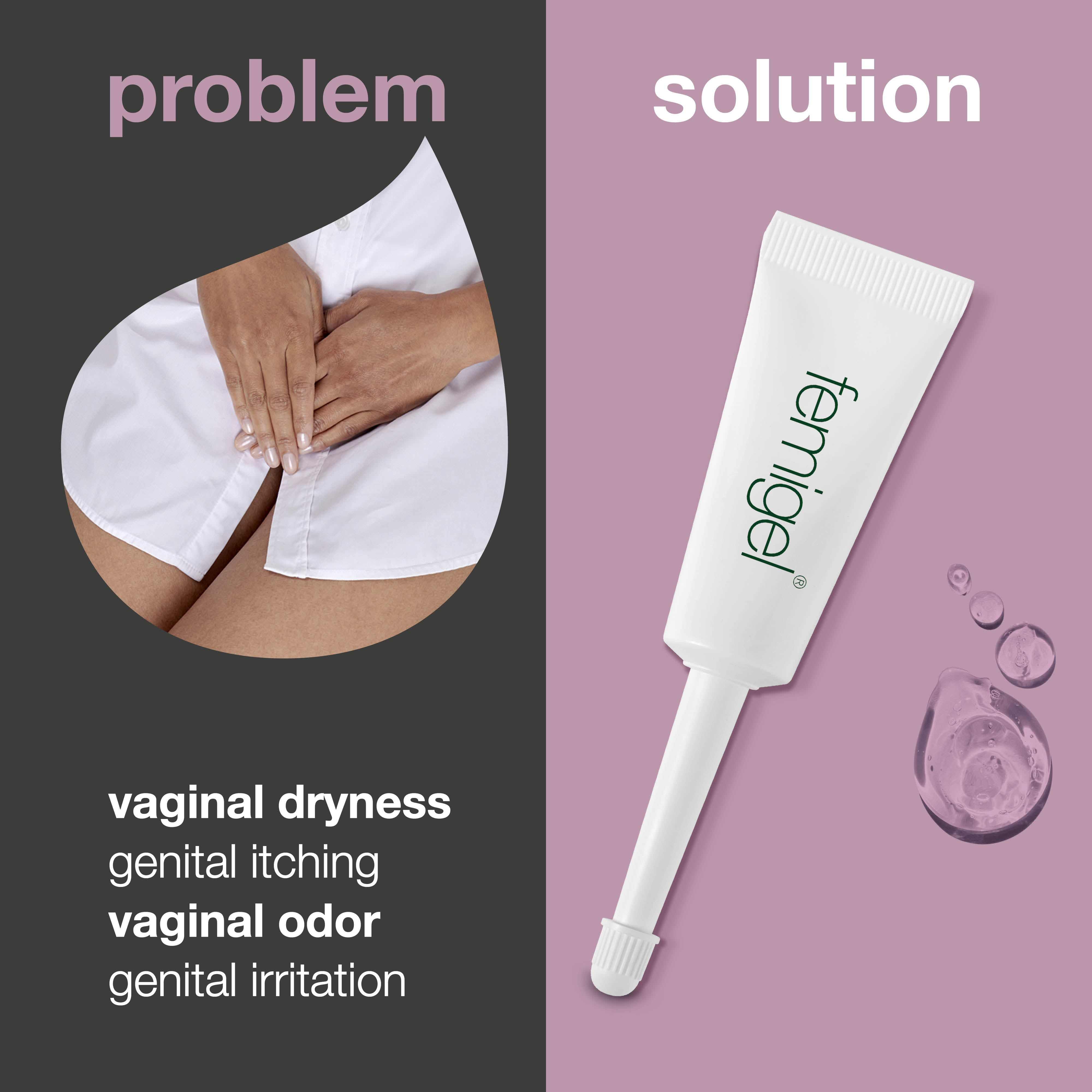 Vaginal gel for vaginal dryness, genital itching and vaginal odor