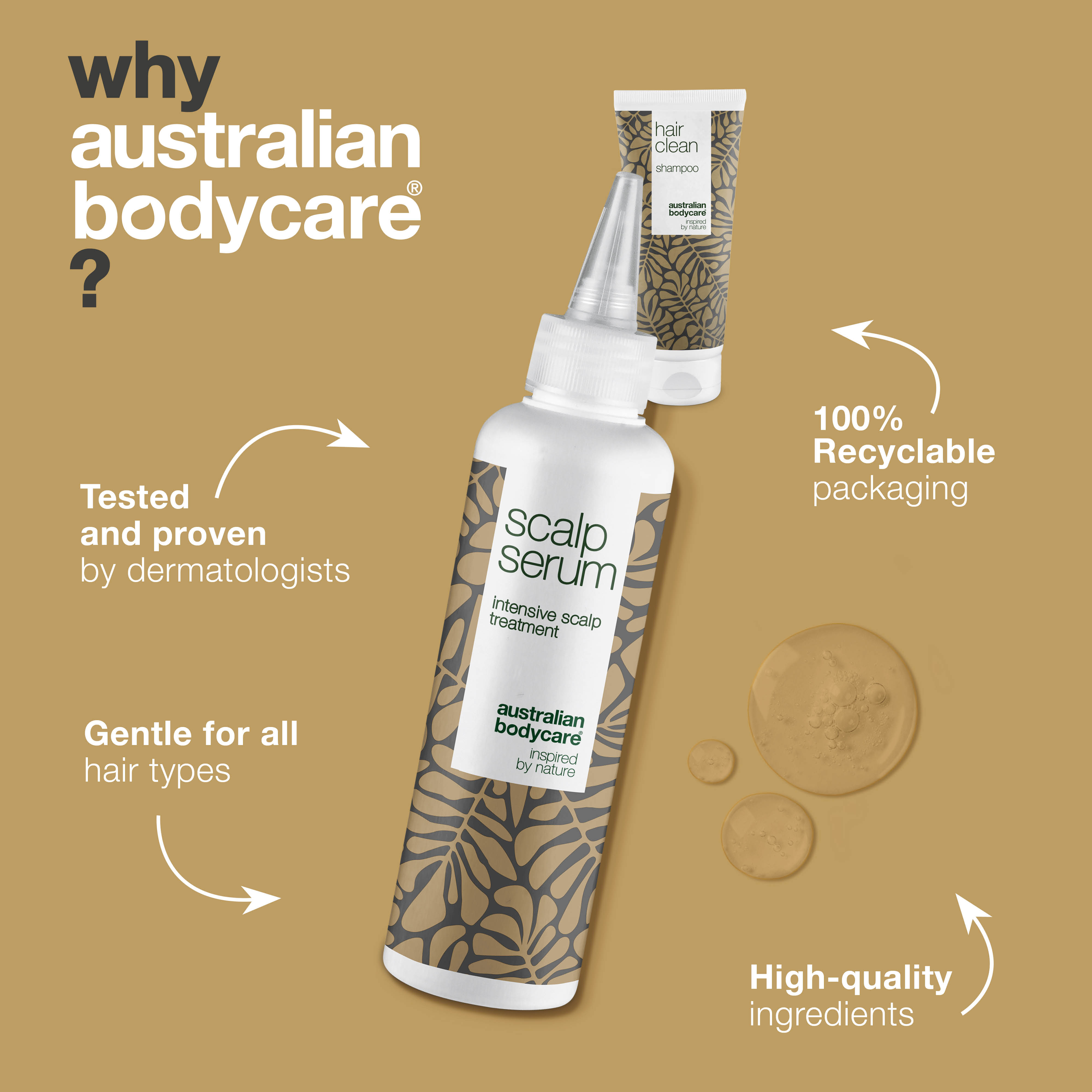 Serum and shampoo for dandruff and dry, itchy scalp with Tea Tree Oil