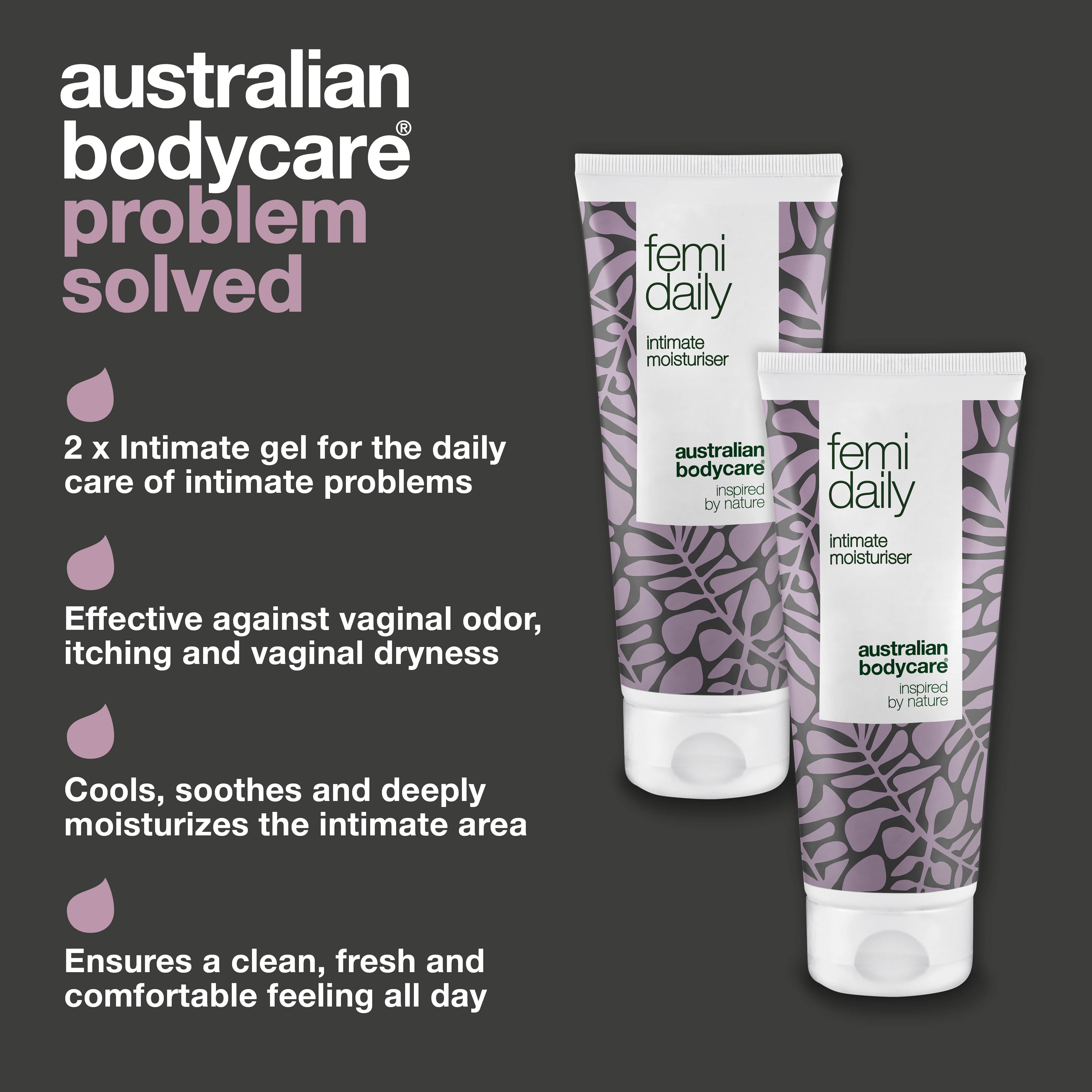 2x Femi Daily intimate gel for itching, vaginall dryness and unwanted odour — A intimate gel for unwanted odour and vaginal discomfort