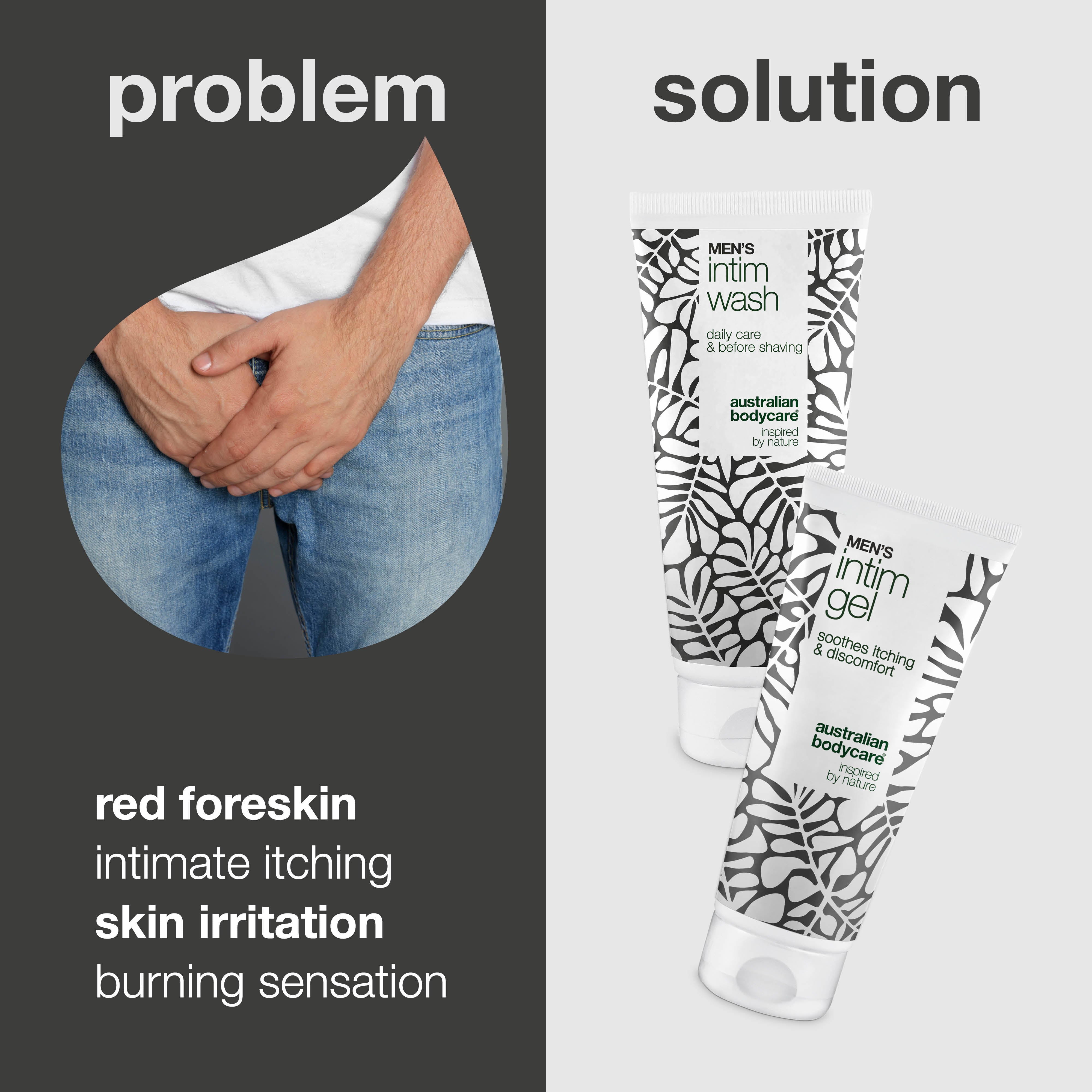 Care for Red Foreskin - Intimate Wash & Gel Solution — Soothe red, irritated foreskin with Men's Intimate Wash and Intim Gel. Gentle care for hygiene and relief.