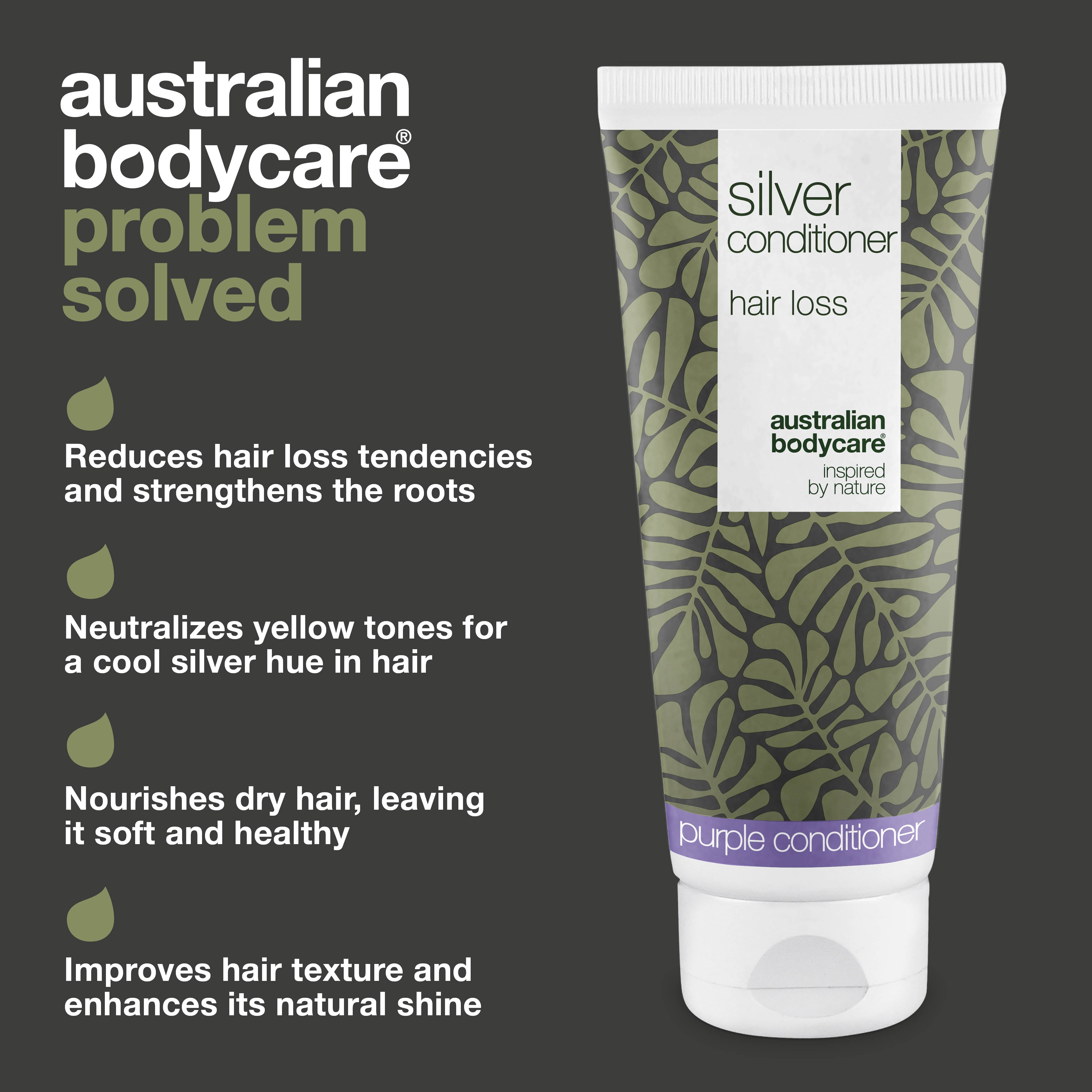 Silver Conditioner for Grey and Blonde Hair – Hair Loss Care — Nourish grey and blonde hair with Silver Conditioner. Reduces hair loss, neutralizes yellow tones, and leaves hair soft and shiny.