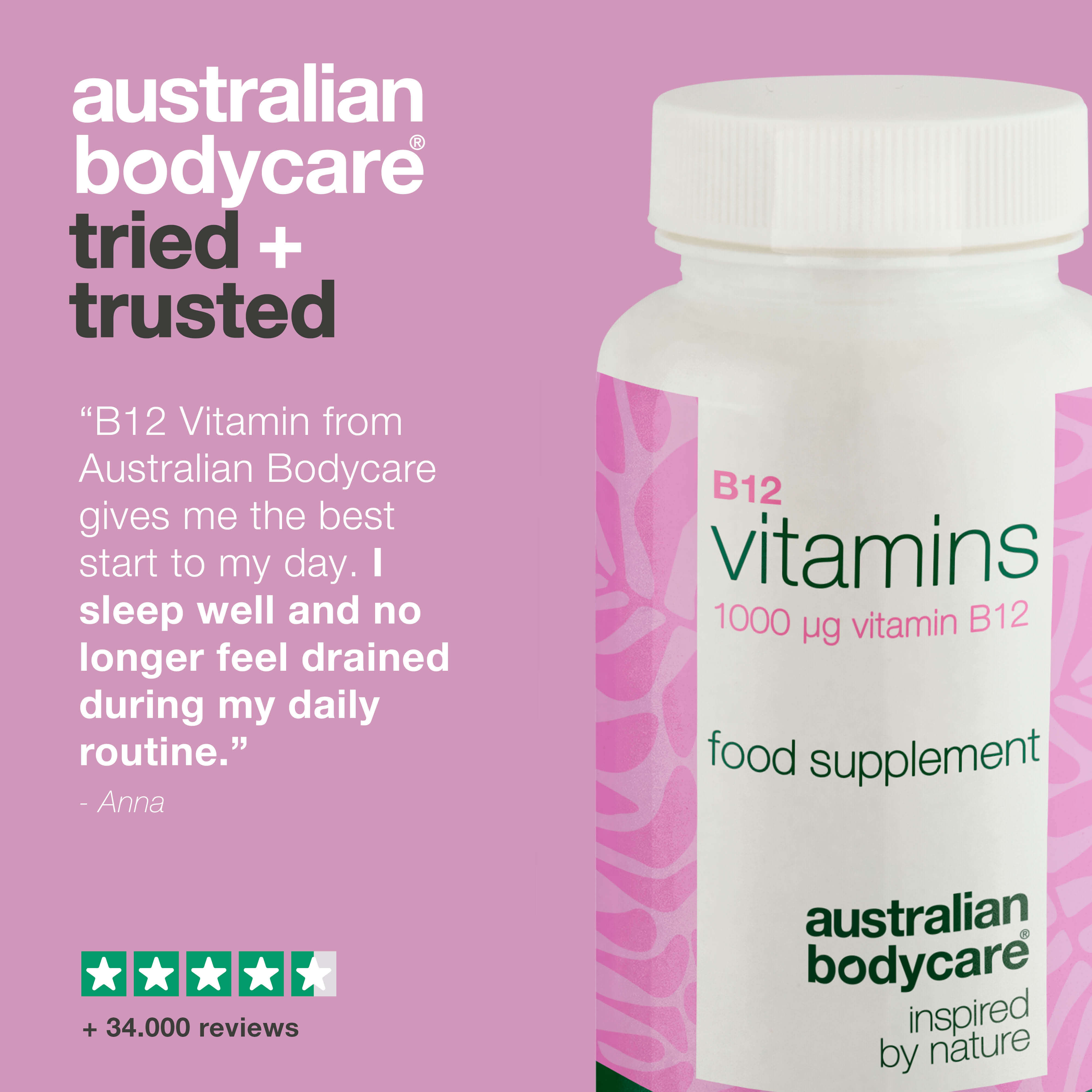 Vitamin B12 Supplement – 90 Vegan Capsules, 1000 µg Each — High dose Vitamin B12 formula – 90 vegan capsules for 90 days’ use. Ideal daily support for energy and plant-based lifestyles.