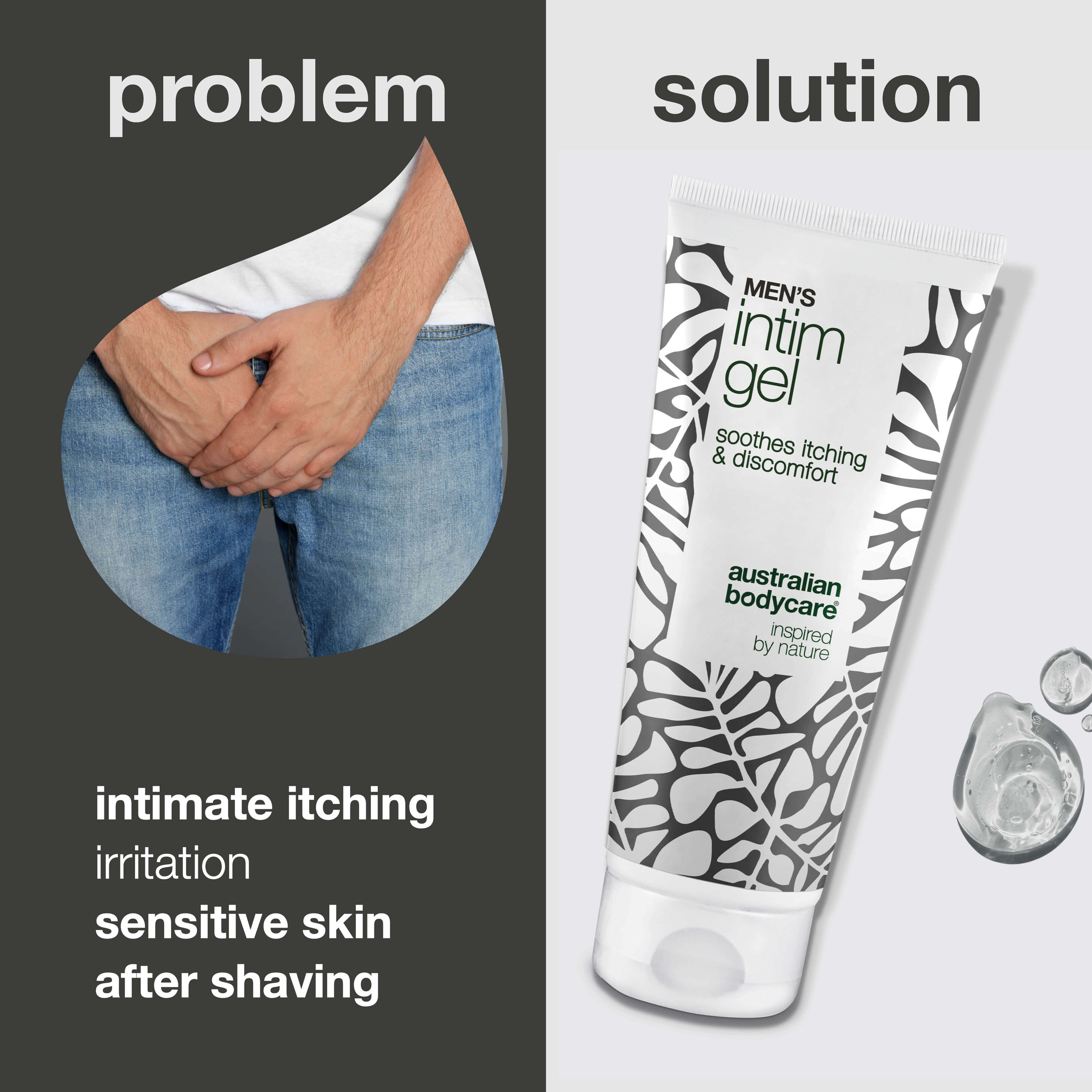 Men’s Intimate Gel – Relieves itching & irritation — Say goodbye to itching with Men’s Intimate Gel. Keeps skin fresh and balanced with a non-greasy, fast-absorbing formula.