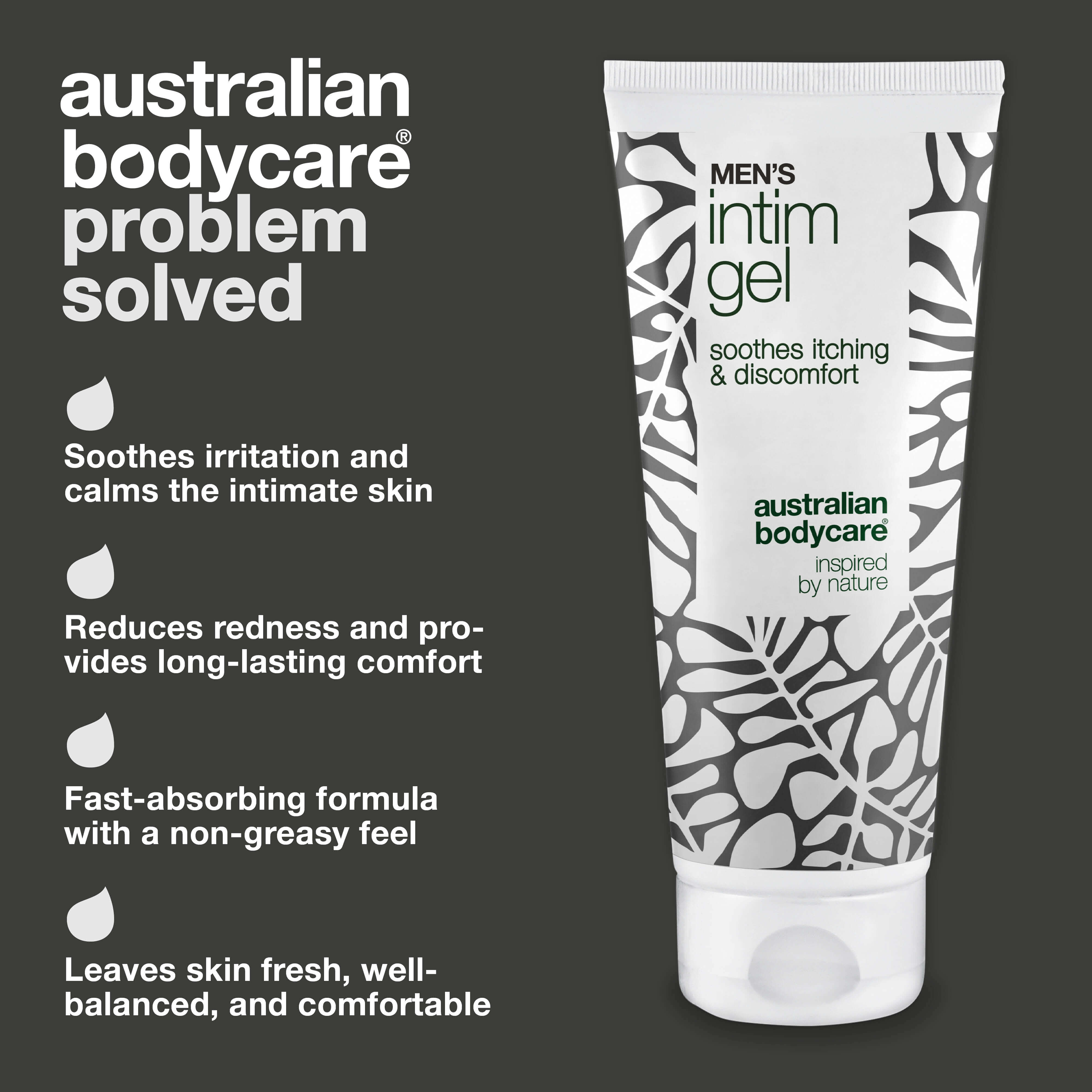 Men’s Intimate Gel – Relieves itching & irritation — Say goodbye to itching with Men’s Intimate Gel. Keeps skin fresh and balanced with a non-greasy, fast-absorbing formula.