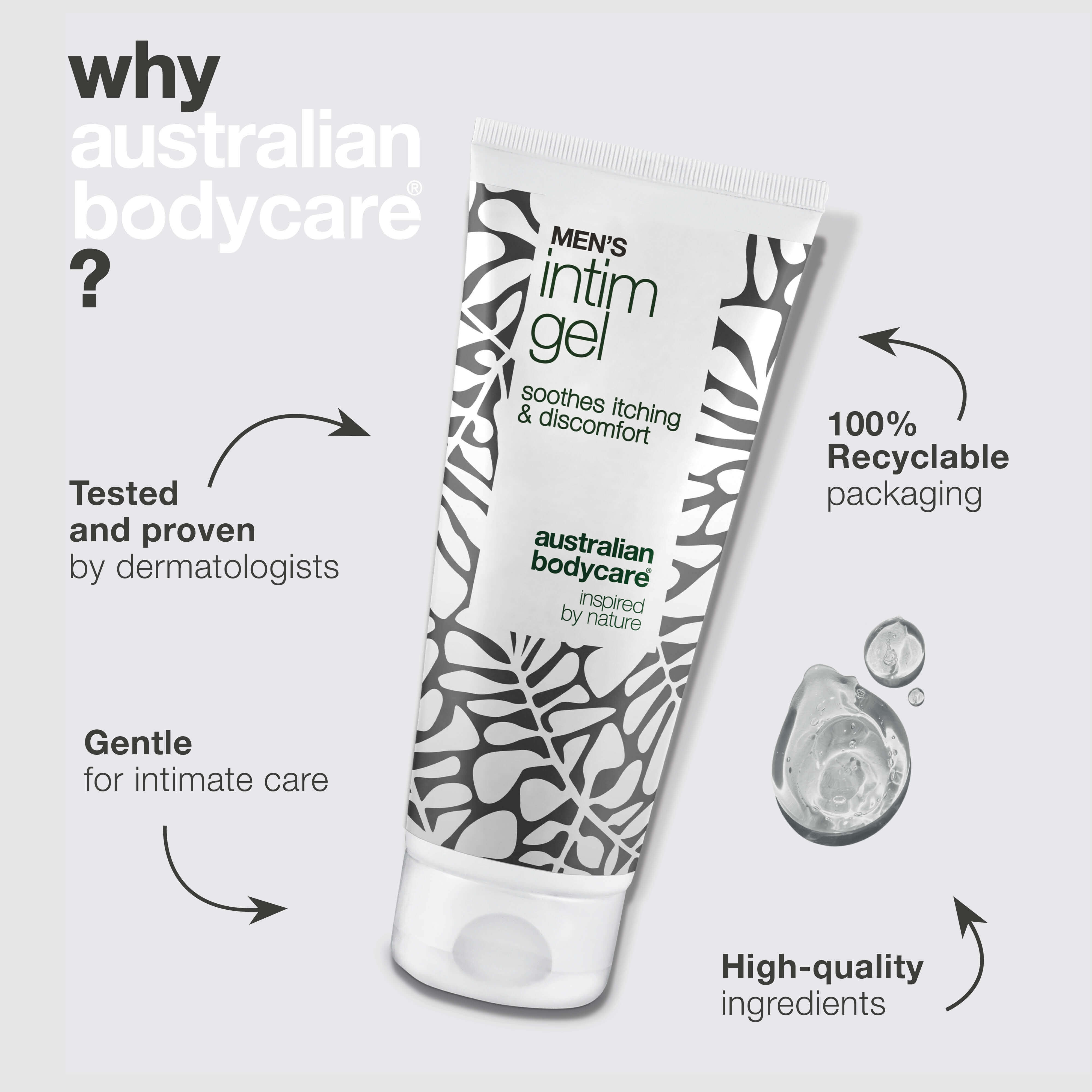 Men’s Intimate Gel – Relieves itching & irritation — Say goodbye to itching with Men’s Intimate Gel. Keeps skin fresh and balanced with a non-greasy, fast-absorbing formula.