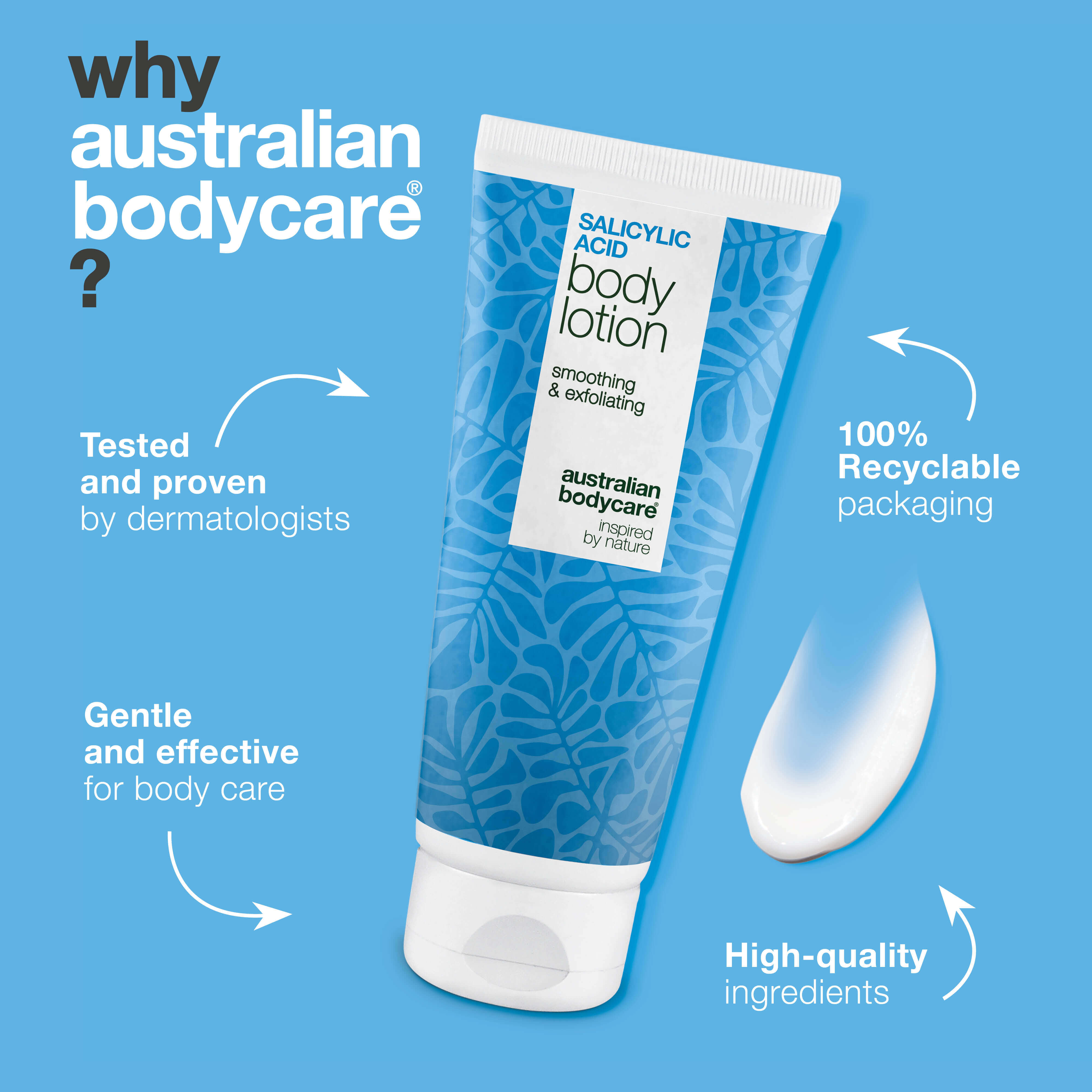 Keratosis Pilaris Body Lotion smooths rough, dry skin and bumps. Ideal for chicken skin. Contains salicylic acid, niacinamide and zinc PCA.