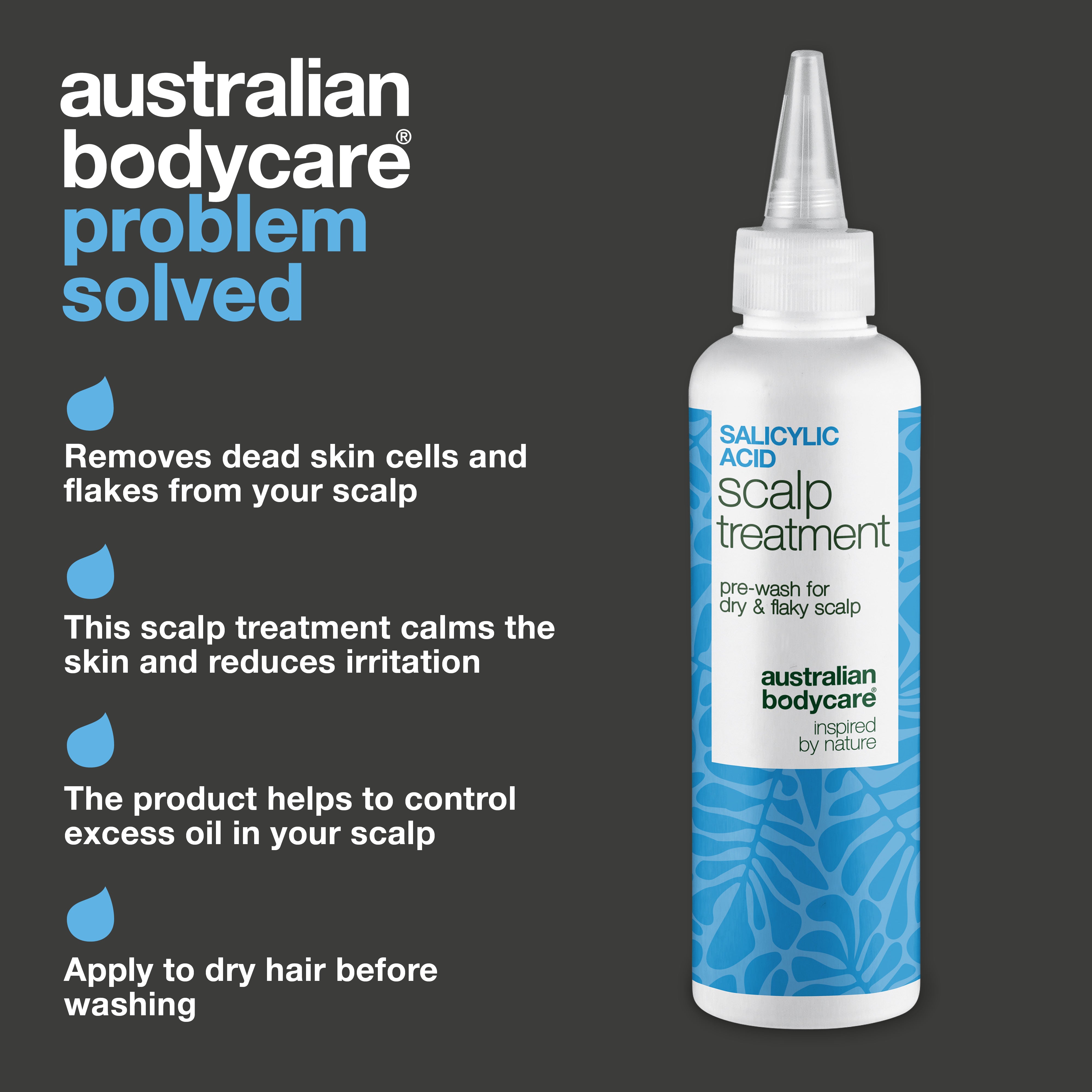 Salicylic Acid Scalp Treatment for oily & flaky scalp — Salicylic Acid Pre-Wash Treatment relieves itchiness, flakes, and oil. Use before washing for deep exfoliation with active Salicylic Acid.