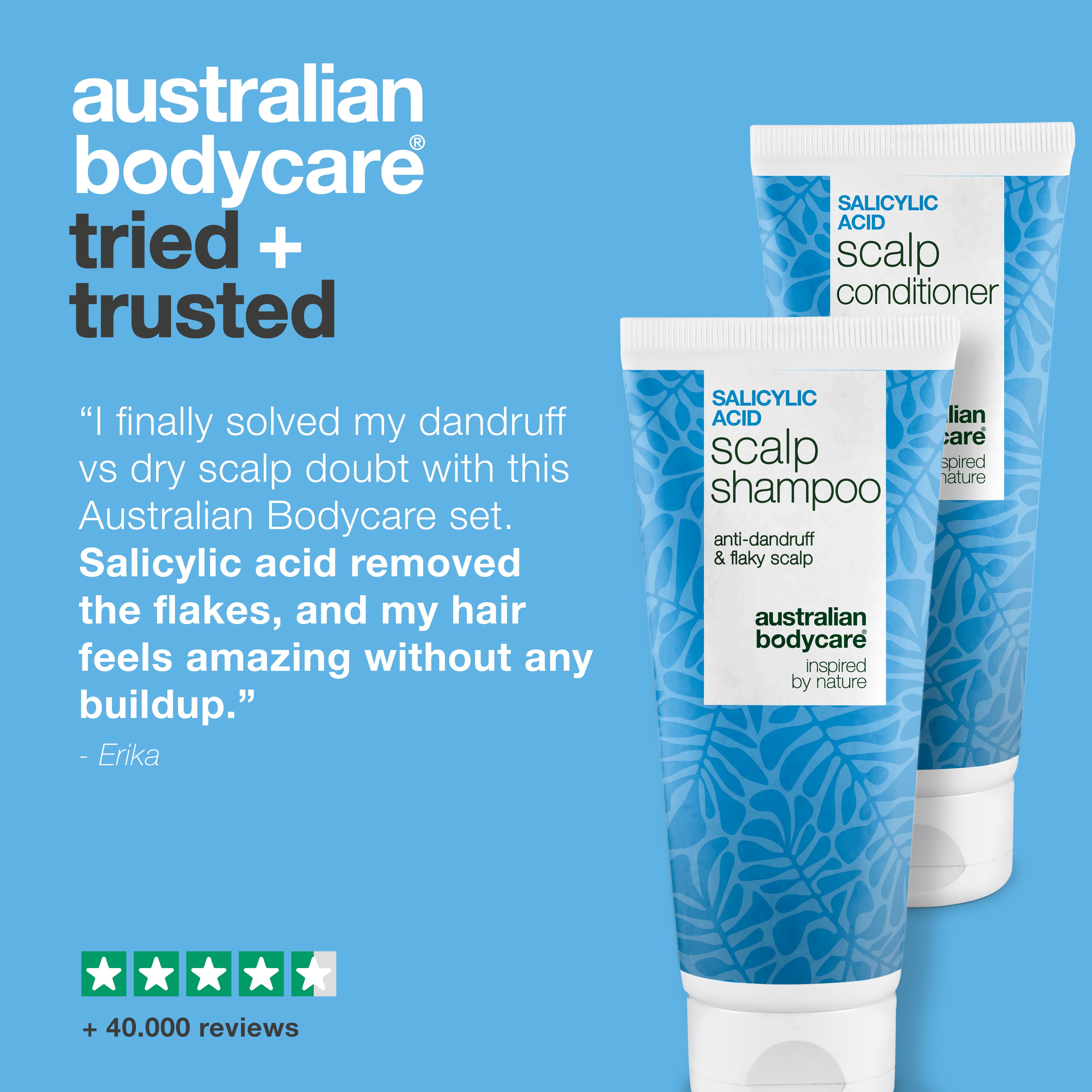 Tried and trusted: customer review of the dandruff and dry scalp kit – 4.5 stars based on more than 40,000 reviews