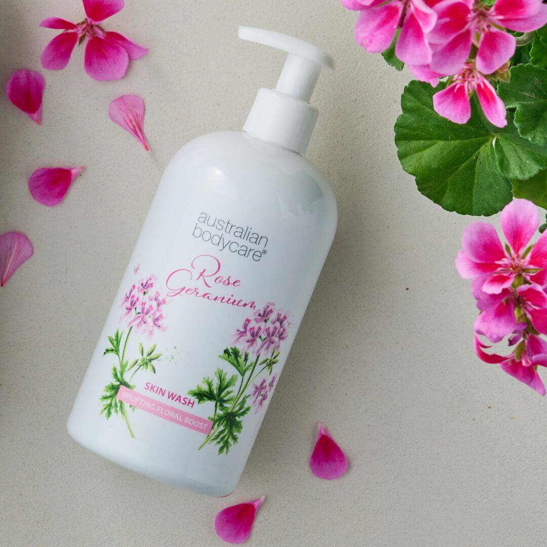 Professional Rose Skin Wash — Deep cleansing shower gel with Tea Tree Oil and Rose Geranium