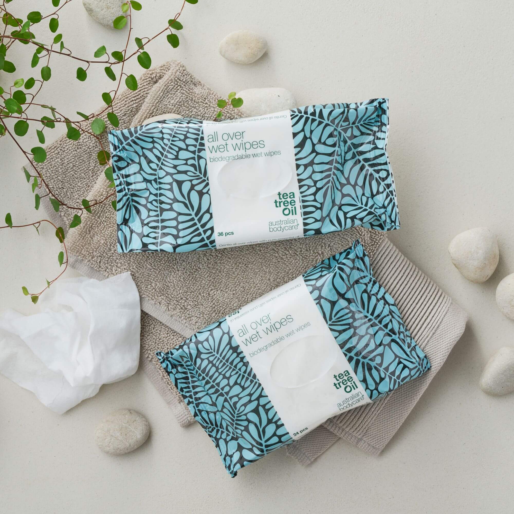 Wet wipes for adults with Tea Tree Oil 24 pcs — Efficiently cleanses the skin on the body