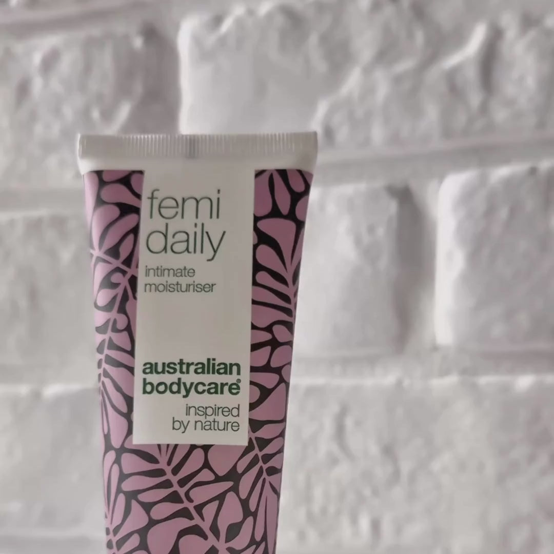 Video showing Australian Bodycare Femi Daily Intimate Gel and its light, soothing texture.