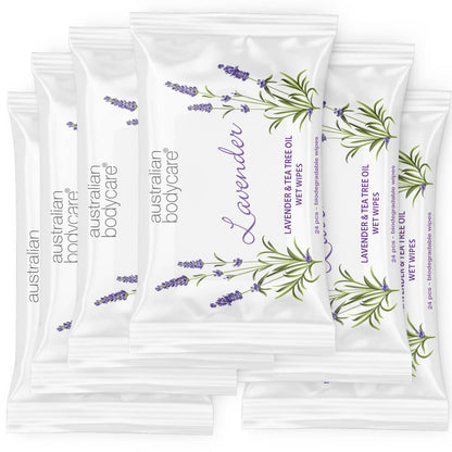 Wet wipes with Lavender & Tea Tree Oil - Biodegradable wipes for cleansing and moisturising the face and body