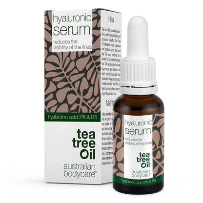 Hyaluronic acid serum for skin glow and against fine lines - Face serum with Tea Tree Oil, Hyaluronic Acid 2% and vitamin B5, against fine lines and dry skin