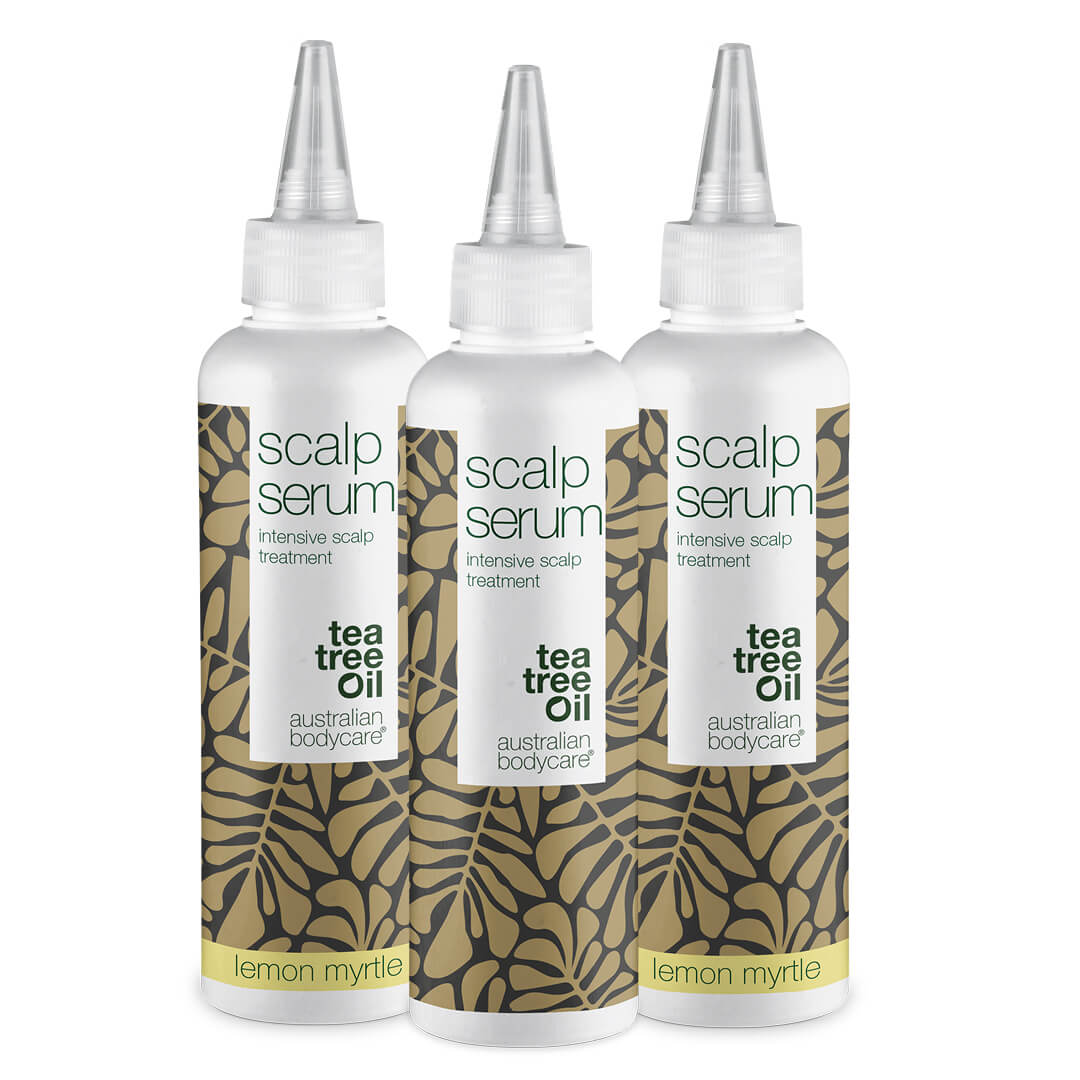 3 for 2 Serum scalp treatment 150 ml — package deal — Package deal with 3 scalp treatments (150 ml): Tea Tree Oil & Lemon Myrtlet